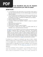 ¿Cuáles Son Los Beneficios Del Uso de Cheques Especiales y Del Protesto Por Falta de Pago