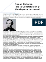 Alberdi Define El Sistema Económico de La Constitución y Pregunta