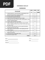 Performance Checklist Handwashing DON E Scor E NOT Done 2 1 3 1 2 2 3