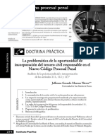La Problemática de La Oportunidad de Incorporación Del Tercero Civil Responsable en El Nuevo Código Procesal Penal. Procesal Penal