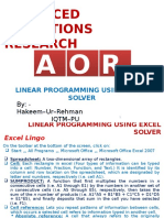 Linear Programming Using Excel Solver