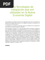 Las Tecnologías de Integración Que Son Utilizadas en La Nueva Economía Digital