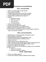 Question Bank - Research Methodology Unit I: - Research Problem