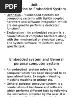 Unit - I Introduction To Embedded System