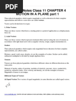 Physics Notes Class 11 Chapter 4 Motion in A Plane Part 1