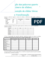 Pontuacao Divisao Silabica Translineacao Tipos e Formas de Frase Classificacao Quanto A Posicao Da Silaba Tonica