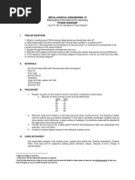 I. Prelab Questions: Metallurgical Thermodynamics Laboratory