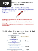 Verification: Quality Assurance in Assessment