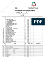 Stationery Order Form