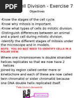 Mitotic Cell Division - Exercise 7: Objectives