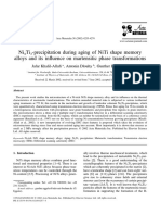 Ni Ti - Precipitation During Aging of Niti Shape Memory Alloys and Its Influence On Martensitic Phase Transformations