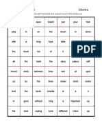 Sentence Search Idioms: Directions: Connect The Words With Horizontal and Vertical Lines To Form Sentences