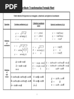 Coordinate Transformation Formula Sheet PDF