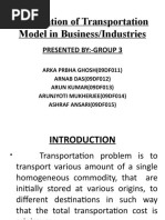 Application of Transportation Model in Business MAIN