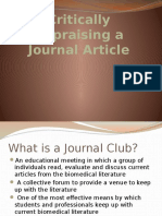 Critically Appraising A Journal Article