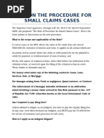 Q & A On The Procedure For Small Claims Cases