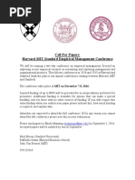 Call For Papers: Harvard-MIT-Stanford Empirical Management Conference