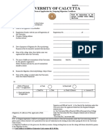 University of Calcutta: Form of Application For Outgoing Migration Certificate