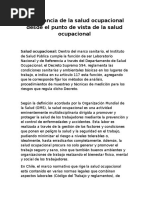 Importancia de La Salud Ocupacional Desde El Punto de Vista de La Salud Ocupacional