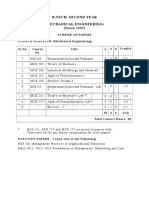 B.Tech. Second Year (Mechanical Engineering) : (Batch 2009)