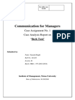 Communication For Managers: Case Assignment No. 1 Case Analysis Report On