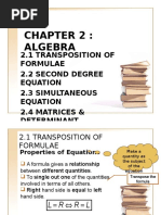 Chapter 2 Algebra Part 1