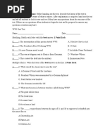 Wwi Unit Test Answer Key