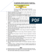 Short Answer Questions For Theory of Structures-I (Structural Analysis-I) in B.E. (Civil) - UIT-RGPV BHOPAL