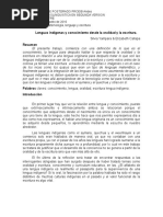 Lengua Indígena y Conocimiento Más Allá de La Oralidad y La Escritura23