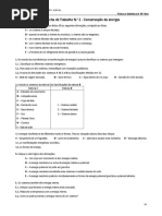 Ficha de Trabalho N.º2 Conservação de Energia