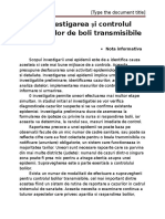 Investigarea Și Controlul Epidemiilor de Boli Transmisibile