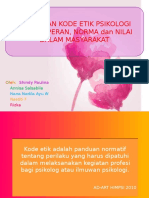 Kode Etik Psikologi (Hubungan Kode Etik Dengan Peran, Norma Dan Nilai Dalam Masyarakat)