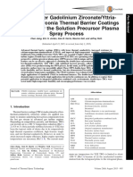 Double-Layer Gadolinium Zirconate/Yttria-Stabilized Zirconia Thermal Barrier Coatings Deposited by The Solution Precursor Plasma Spray Process