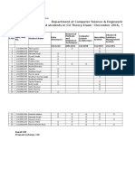 Department of Computer Science & Engineering List of Detained Students in CU Theory Exam - December 2016, 5th Sem (Batch 2014)