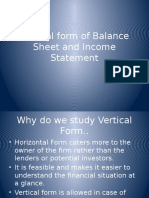 Vertical Form of Balance Sheet and Income Statement