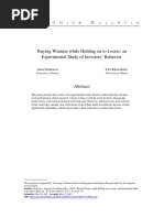 Buying Winners While Holding On To Losers: An Experimental Study of Investors' Behavior