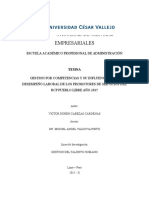 Gestion Por Competencias y Su Influencia Con El Desempeño Laboral