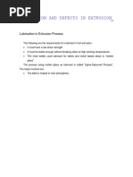 Lubrication and Defects in Extrusion