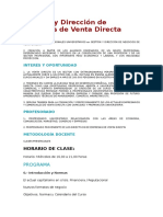 Gestión y Dirección de Negocios de Venta Directa