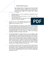 Problem Sheet IV - Testing of Hypothesis