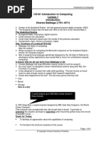 CS101 Introduction To Computing Charles Babbage (1791-1871) : The Analytical Engine