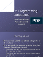 CS 415: Programming Languages