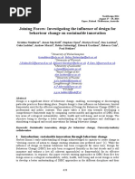 Joining Forces: Investigating The Influence of Design For Behaviour Change On Sustainable Innovation