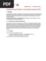 Canadian Access Federation: Trust Assertion Document (TAD) : 1. Purpose