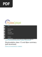 Electrostatics Class 12 and Iitjee Summary (PDF Download) : Skip To Content