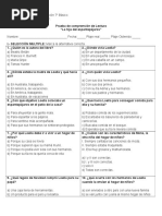 Prueba de Lectura La Hija Del Espantapájaros 7° Basico