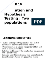 Hypothesis Testing - 2 Populations