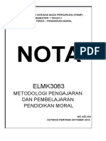 Nota ELMK3063 Metodologi Pengajaran Dan Pembelajaran Pendidikan Moral LENGKAP PADAT