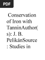 Conservation of Iron With Tanninauthor (S) : J. B. Pelikánsource: Studies in