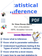 Statistical Inference: Dr. Mona Hassan Ahmed